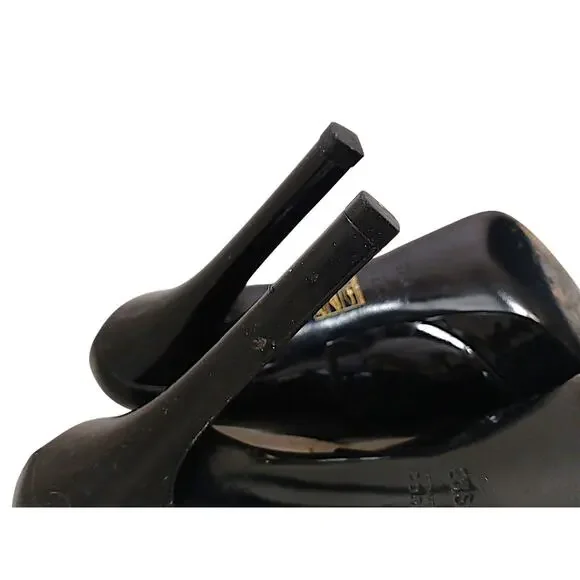 Gucci Oxford Platform Pumps 9.5B Black Patent Leather Gold-tone Hardware Laceup